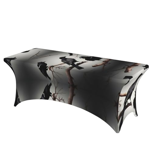 Nappe extensible corbeau noir pour table rectangulaire de 1m80 et 2m40