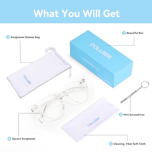 Image of Dollger Women Round Blue Light Blocking Glasses Men Retro Computer Gaming Eyeglasses Anti-Eyestrain (transparent)