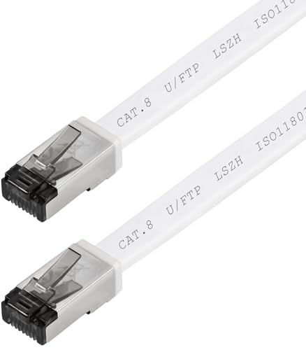 Câble LAN plat Cat 8.1 MAXTRACK TI56-15L 40 Gbps U/FTP avec connecteur RJ45 court