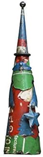 DeKulture Festive Recycled Iron Santa Claus Statue | Christmas Decoration | Yard Art, Fence Topper (3H x 12L Inches)