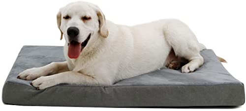 Large Grey Dog Bed Mattress Memory Foam Thick Removable Washable Cover Zipper Plush Pet Mat OL20