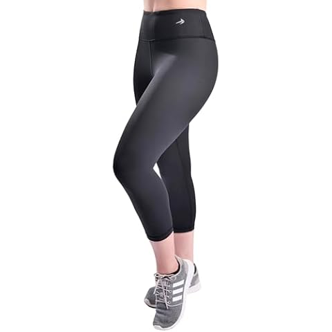 CompressionZ High Waisted Capri Leggings for Women Tummy Control - Workout Yoga Pants Black Cover