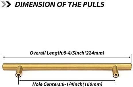 Goldenwarm 10Pcs Cupboard Handle Gold Cabinet Handles Brass Kitchen Handles Stainless Steel, Hole Centers: 160mm - Image 2