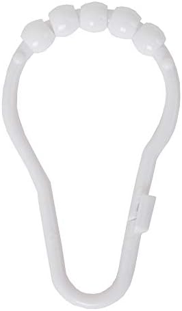 Maytex Heavy Duty Plastic Roller Glide Shower Rings, Set of 12, White