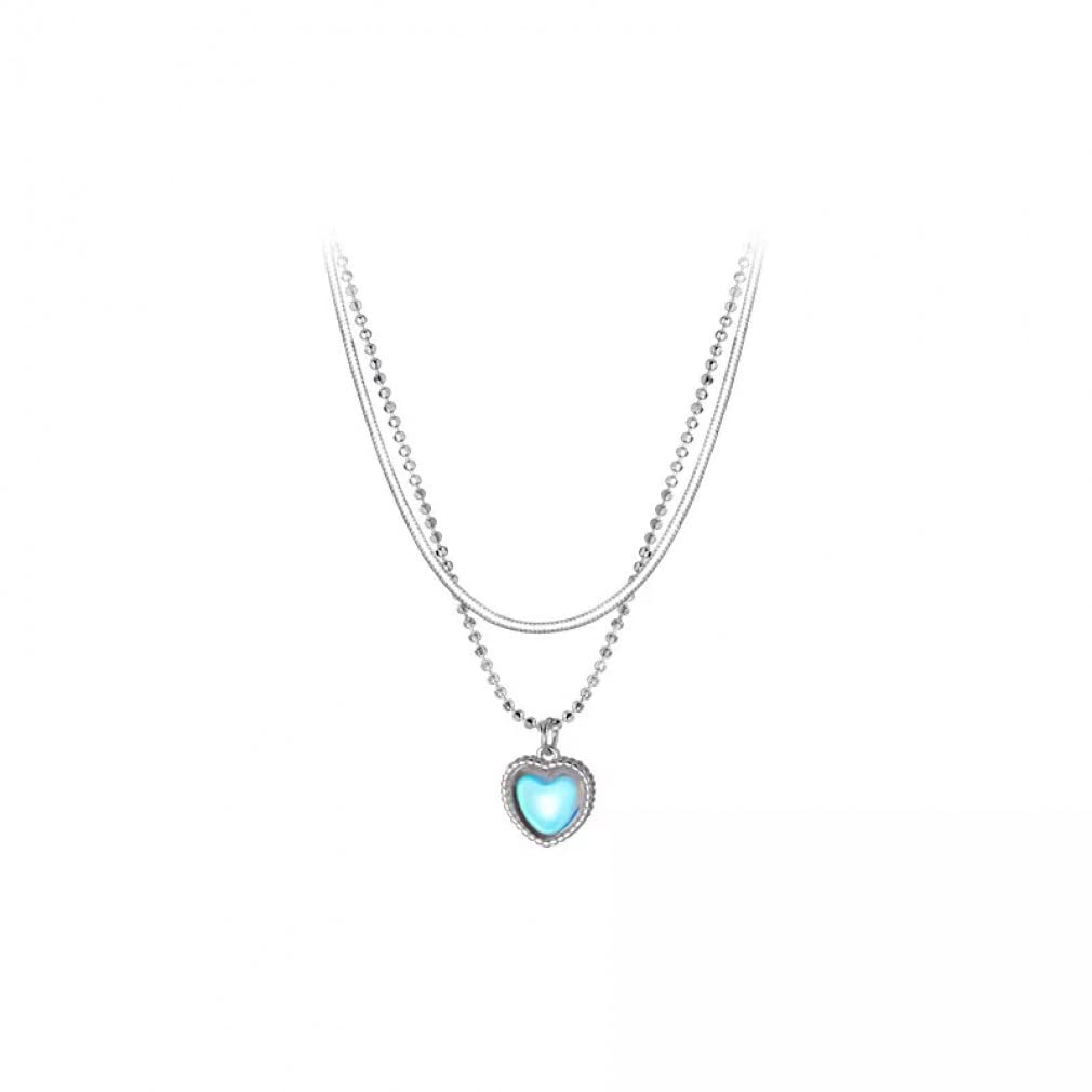 Collier pendentif coeur double couche argent 925 cadeau idéal - 6