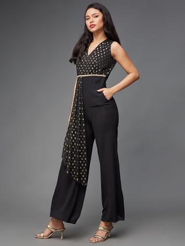 Image of Miss Chase Women's Keyhole Neck Regular Sleeve Regular Length Jumpsuit with Pockets