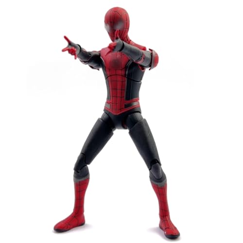 LonullyMege No Way HomeSpiderman Action Figures- 7 Inch All Joints Movable Exquisite Collection Model Gift (Red & Black)
