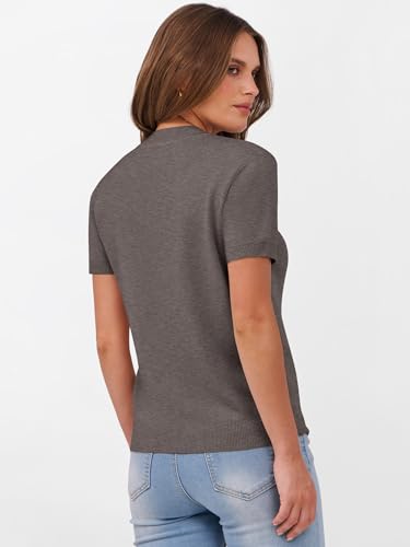 Image of ANRABESS Womens Short Sleeve Sweaters Wool Blend Crew Neck Sweater Shirts Business Casual Work Tops 2026 Summer Outfits