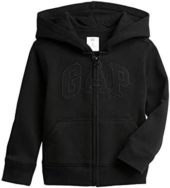 GAP baby boys Logo Zip Hoodie Hooded Sweatshirt, True Black V2 2, 3-6 Months US