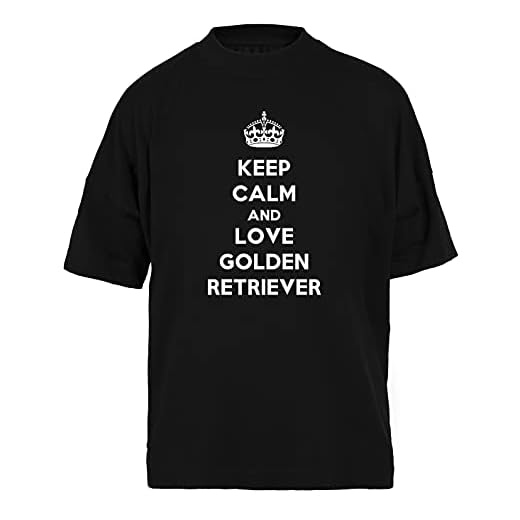 Keep Calm And Love Golden Retriever Svart Baggy T-shirt Unisex Herr Kvinnor Storlek XXXL Black Baggy Tee Unisex Size XXXL