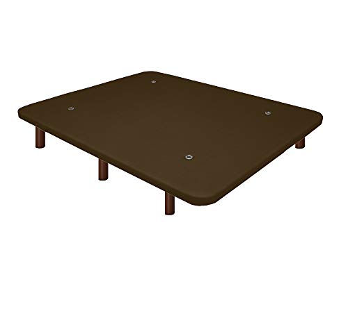Duérmete Online Base Tapizada 3D Reforzada | Anti Ruido con 5 Barras de Refuerzo | Válvulas de Ventilación | 6 Patas Madera Color Wengue, Chocolate, 90x190