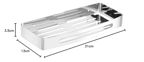 Image of USF Heavy-Duty Stainless Steel Bathroom Wall Mounted Shelf, Round Corner Rack Organizer for Bathroom Utility Accessories,Chrome Finish- Pack of 1