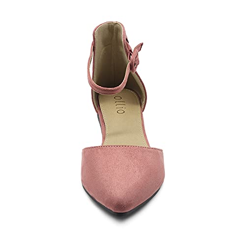Ollio Women's Shoes Faux Suede Ankle Straps D'Orsay Pointed Toe Ballet Flats3