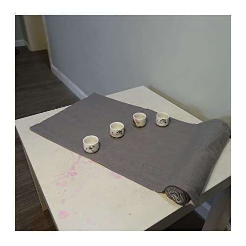 Chemin de table gris 32x210 cm en lin et coton simple pour mariage WXKAGF