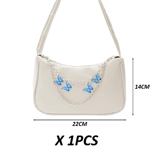 TAFACE Umhängetasche Für Damen Mit Schmetterlingskette - Tragetasche, Clutch Aus PU-Leder, Modische Lässige Tasche Mit Reißverschluss