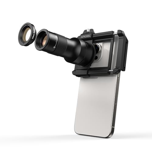 APEXEL 6X Telephoto Lens & 150mm Macro Lens, 2-in-1 Aluminum Phone Camera Lens Kit with Universal Clip. Phone Lens Attachment Fit for iPhone 16/15/14/13, Samsung, Android Phone and Most Smartphone