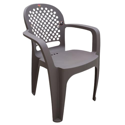 Image of SkyGlamour Cello Crystal Armrest Plastic Chair With Matt Finish | Chairs For Living Room, Garden, Home Indoor And Outdoor Use (Colour: Grey, Set Of 4)