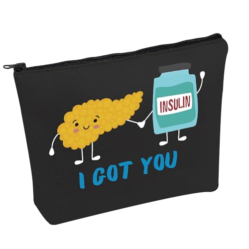 PWHAOO Borsa per cosmetici con scritta "I Got You", divertente borsa per cosmetici con insulina e scritta "I Got You", per la sopravvivenza del diabete, idea regalo per la sensibilizzazione del