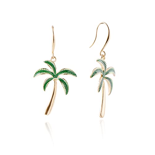 Metal Dangle Earrings for Women Girls Fashion Statement Green Cactus Coconut Palm Tree Flamingo Bird Hypoallergenic Earrings