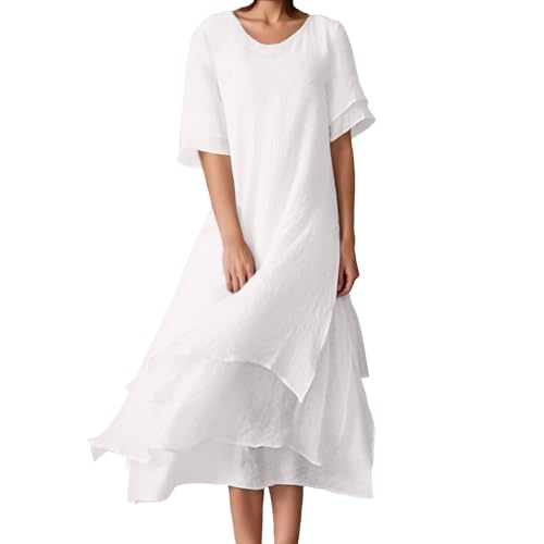 Robe longue en lin décontractée avec poches pour un confort quotidien parfait