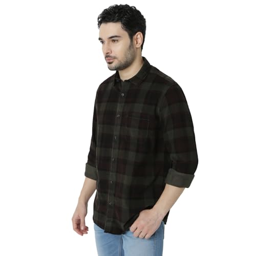 Image of Spykar Men's Slim Fit N /A Full Sleeve Checked Casual Shirts