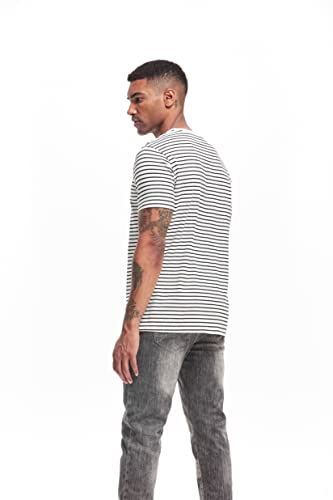 VEIISAR Men's Crewneck Striped T-Shirt Soft Elastic Cotton Tees4
