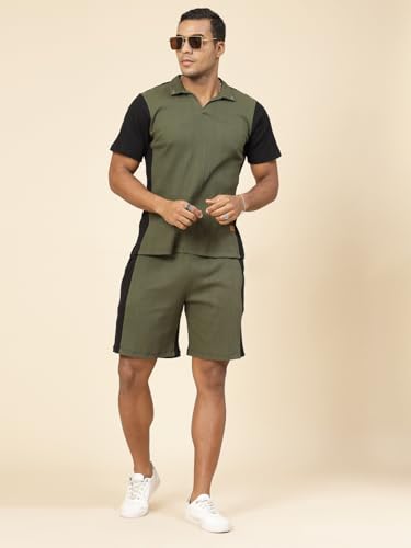 Image of Rigo Cotton Blend Waffle Knit Self Textured Co-Ord Set For Men's|Night Suit Set|Lounge-Wear Pajama Set|Night Wear, Beach Wear, Vacation Wear