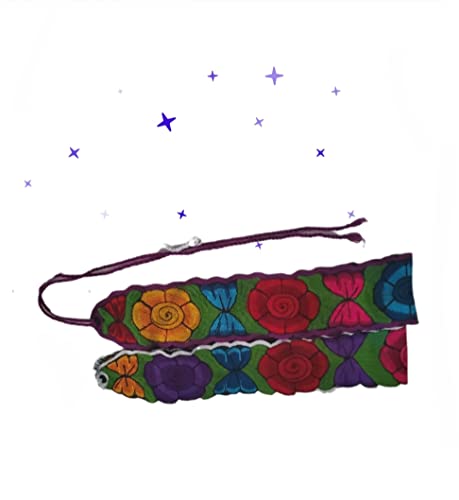 Mexican Floral Embroidered Belt from Mexico traditional tipicos floral sash belts artesanal with embroidery waist fiesta bordados embroidered for women Length 36… (Random Color Pair)4
