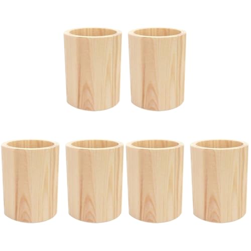 VILLCASE Juego De 6 PortaláPices De Madera GeoméTricos, Macetas Suculentas Y Soporte Para LáPices De Escritorio, Organizador De Escritorio
