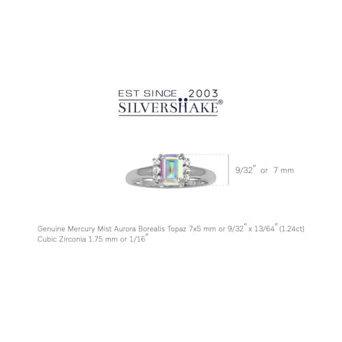 Silvershake 7X5mm Octagon Shape Gemstone White Gold Plated or Yellow Gold Plated 925 Sterling Silver Engagement Ring Jewelry for Women2