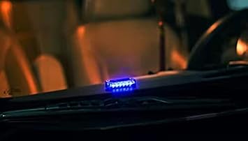 6 LED Car Alarm Warning Fake Dummy Solar Power Simulated Security Anti-Theft Flashing Light Car Burglar Alarm (Blue)