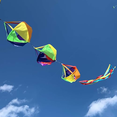 9KM DWLIFE Windsocks Wind Twister Spinners Rainbow Kite Tails Wind Spinners 62" Waterproof UV Resistant Ripstop Nylon, Colorful Garden Yard Balcony Porch Camping Decoration