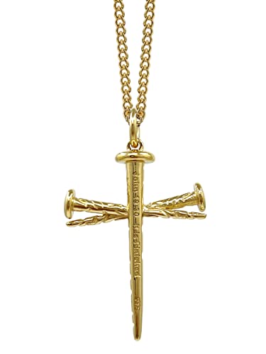 Shields of Strength John 19:30 Nail Cross Necklace for Men Stainless Steel or Gold Plated Christian Jewelry – Engraved “It Is Finished” – Authentic Three Nail Cross Pendant3