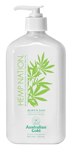 Australian Gold Hemp Nation Agave & Lime Tan Extender Lotion, 18 oz, with DermaDark Bronzer, Hemp Seed Oil, Hydrating Complex, Age-Defying Blend, No THC & Parabens, Daily Moisturizer