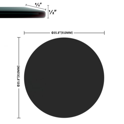 Image of Tempered Glass Round Table Top 35.83 Inch Diameter, 1 /2 inch Thick, Heavy-Duty Safety Glass Circle for Dining Table, Desk, Patio Base Replacement-Black