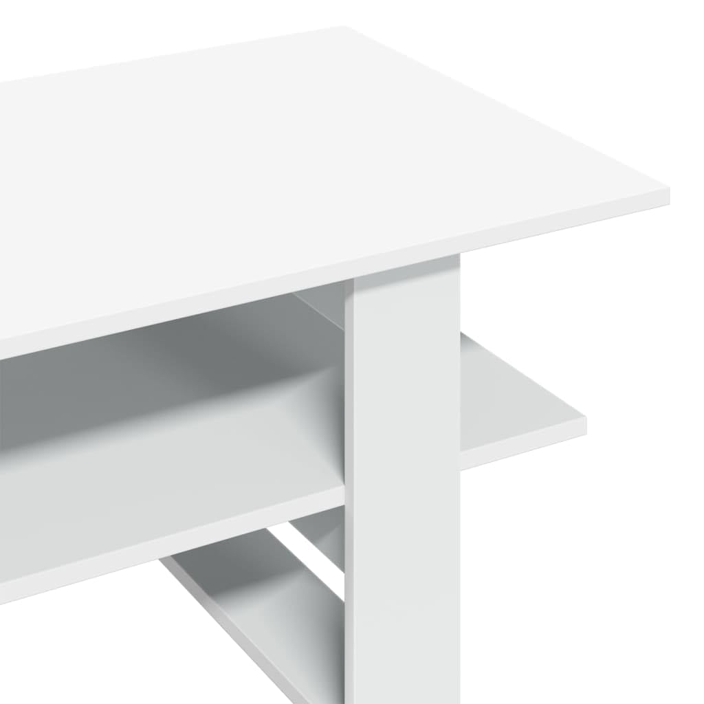 Weißer Couchtisch mit Ablagefach und robuster Tischplatte, moderner Beistelltisch mit Ablage aus Holzwerkstoff, 102x55x42 cm