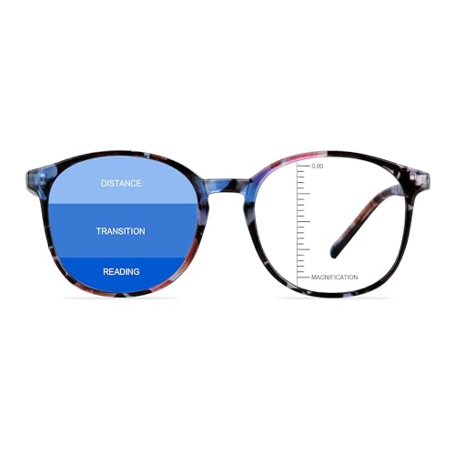 Image of Vintage Round Progressive Multifocal Presbyopic Glasses, Blue Light Blocking Glasses for Men Women Readers (Floral,+0.00 /+2.25 Magnification)