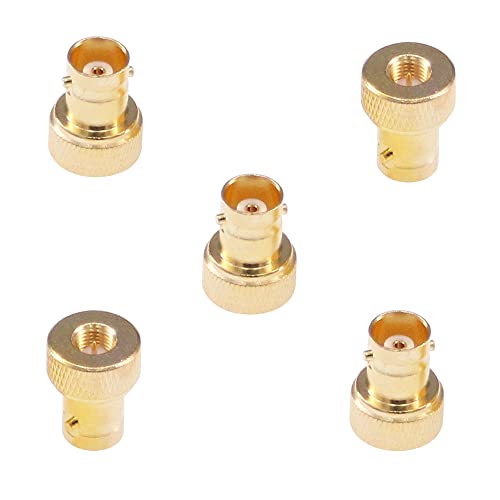 RFaha 5pcs SMA Male to BNC Female RF Coax Adapter SMA to BNC gold plated Coaxial Connector(F42-5)
