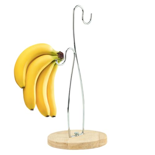 Generico Banana Holder Stand, plátano gancho - Banana Hooks | Organizador de decoración de granja con gancho de acero inoxidable con base de madera para mesa de comedor encimera