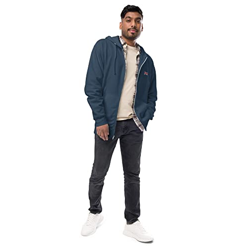 Sweat à capuche polaire zippé unisexe bleu marine drapeau britannique 28W