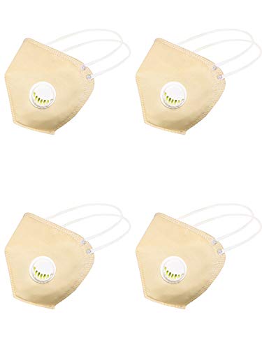 Image of GC-N95 6 Ply Mask with Exhalation Valve Anti Viral, Anti Bacterial and Reusable - Pack of 4 Beige