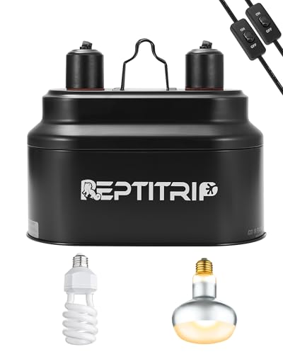 Image of REPTITRIP Dual Reptile Light Fixture with 100W Daytime Heat & UVB 10.0 Reptile Bulb, 2 Independent Switches, Reptile UVA UVB Heat Combo Pack