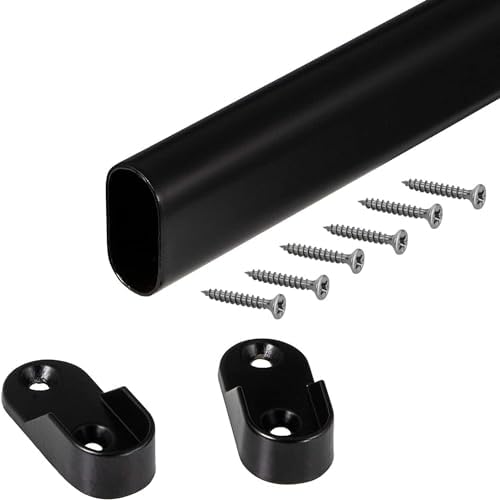 Tringle à Vêtements Ovale Gedotec 1000 Mm Hêtre Clair - Avec 2 Supports Muraux, Charge 80 Kg/m