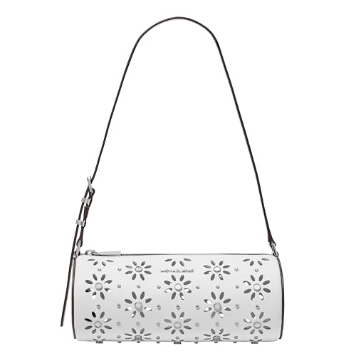 Michael Kors Women's Izzy Small Barrel Pouchette, Silver-Tone Hardware/Leather, Optic