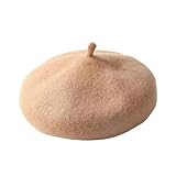 [RUNQIU] 防寒帽 ウール シンプル ベレー帽 子供 女の子 フェルトハット キッズ 帽子 ベビー 無地 サイズ調節 春 秋 冬 (JP, 数字サイズ, 48.0 cm, 53.0 cm, キャメル)