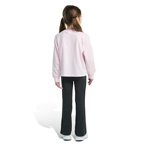 adidas Girls 2-Piece Long Sleeve Graphic Tee & Flare Pant Set, Clear Pink, 6X4
