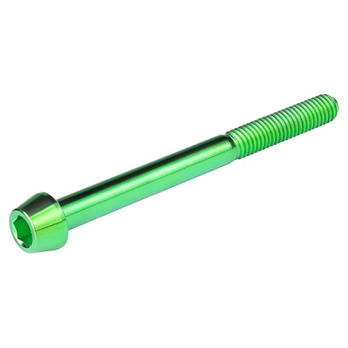 Image of Titanium Ti Bolt M5x9 16 18 20 25 30 35 40 45 50 55 60mm Tapered Head Screws Pack of 4 (M5x60mm, Green)