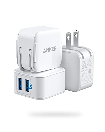 iPhone Charger, Anker PowerPort III 2-Port 12W USB Wall Charger (3-Pack), Foldable Plug, for iPhone Xs/XR/11/11 Pro/SE 2020, iPad, and More