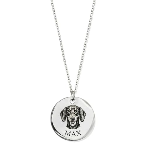 MignonandMignon Personalized Pet Gifts Custom Pet Jewelry Dog Necklace Cat Gift Custom Portrait Unique Gift LCN-AP (Silver)
