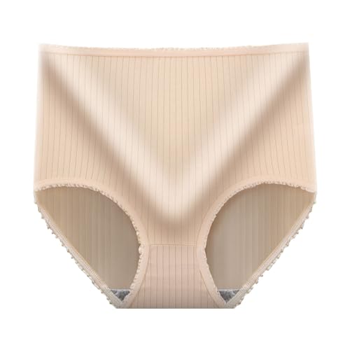 Bragas Mujer Algodon Tangas Sexy para Mujer Ropa Interior de Cintura Alta, Bragas Sexis sin Costuras, Bragas elásticas de, Ropa Interior Culotes Anti Rozaduras Bragas Brasileñas (Beige, M)